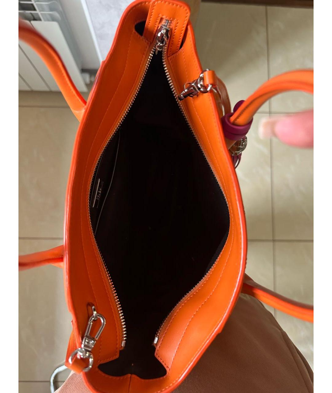 CAVALLI CLASS Оранжевая кожаная сумка с короткими ручками, фото 4