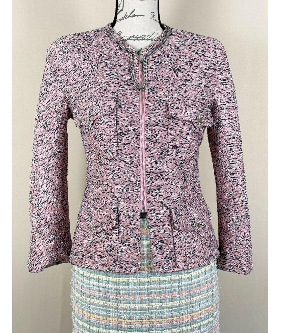 CHANEL PRE-OWNED Розовый твидовый жакет/пиджак, фото 5