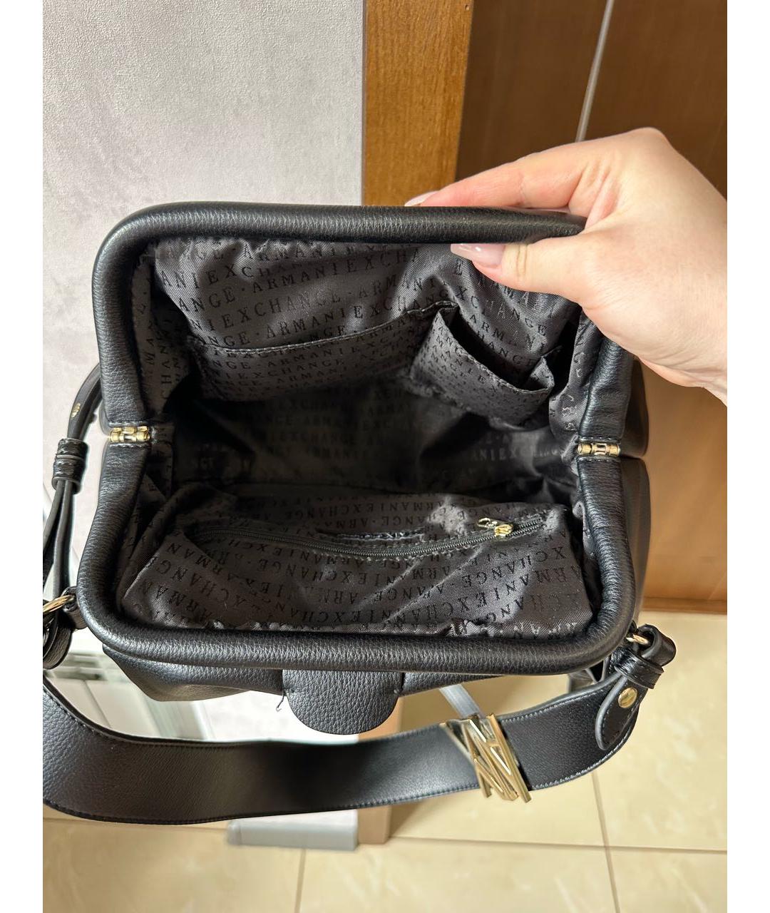 ARMANI EXCHANGE Черная сумка с короткими ручками из искусственной кожи, фото 4