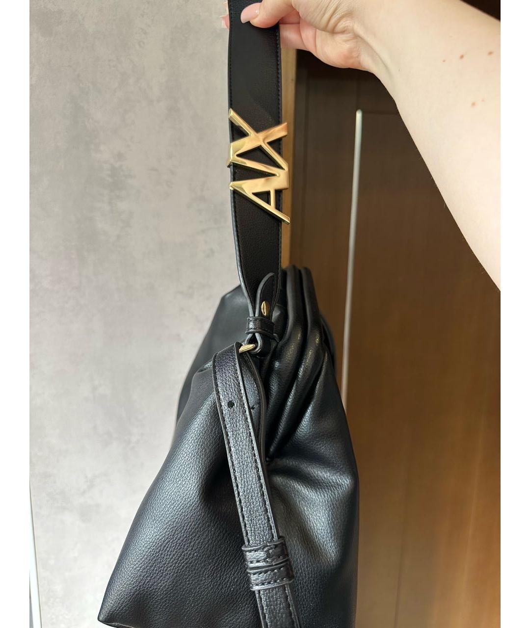 ARMANI EXCHANGE Черная сумка с короткими ручками из искусственной кожи, фото 7