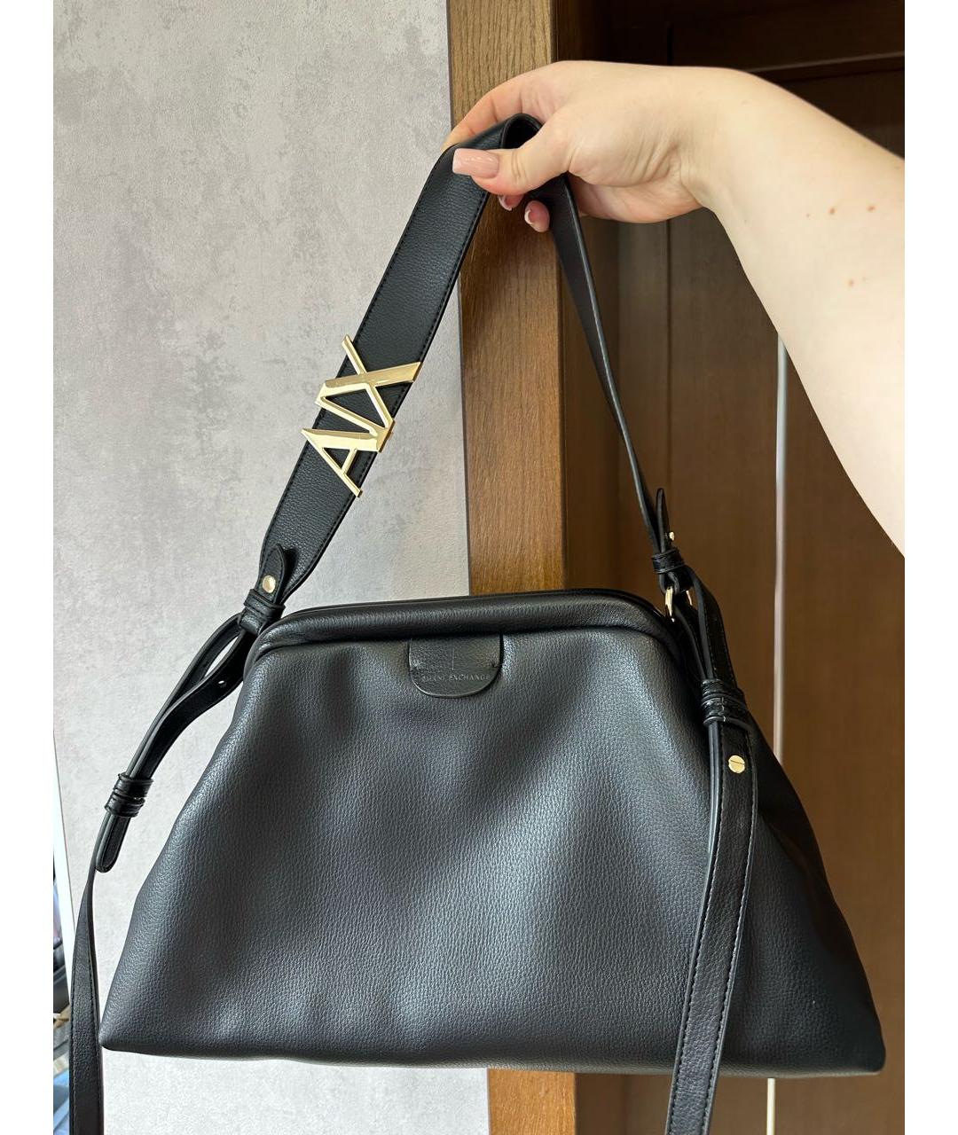 ARMANI EXCHANGE Черная сумка с короткими ручками из искусственной кожи, фото 3