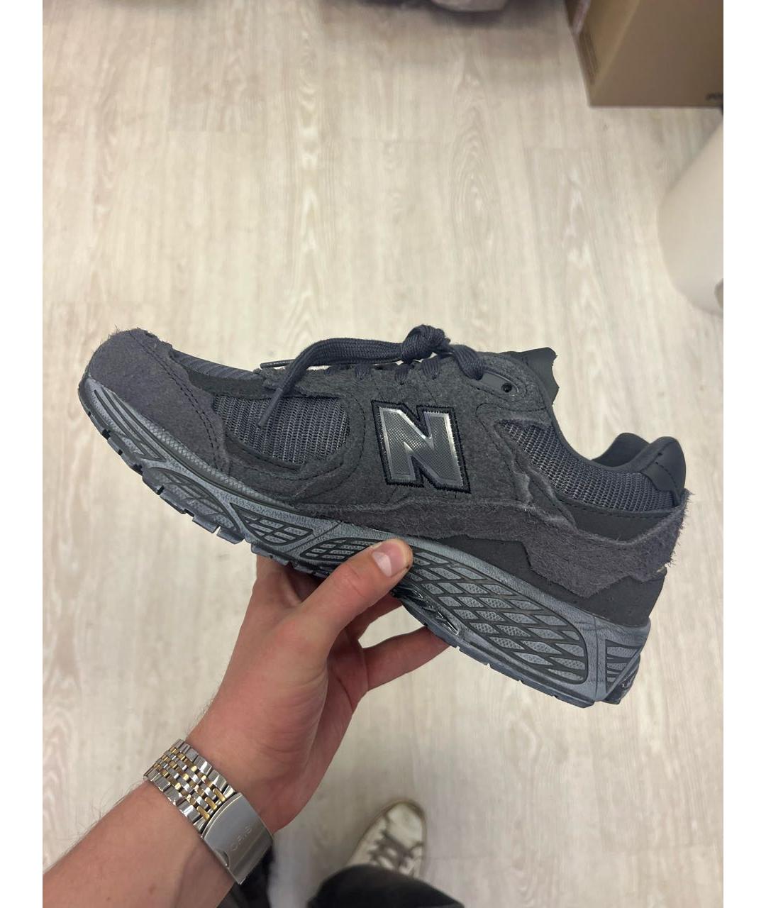 NEW BALANCE Антрацитовые замшевые низкие кроссовки / кеды, фото 3