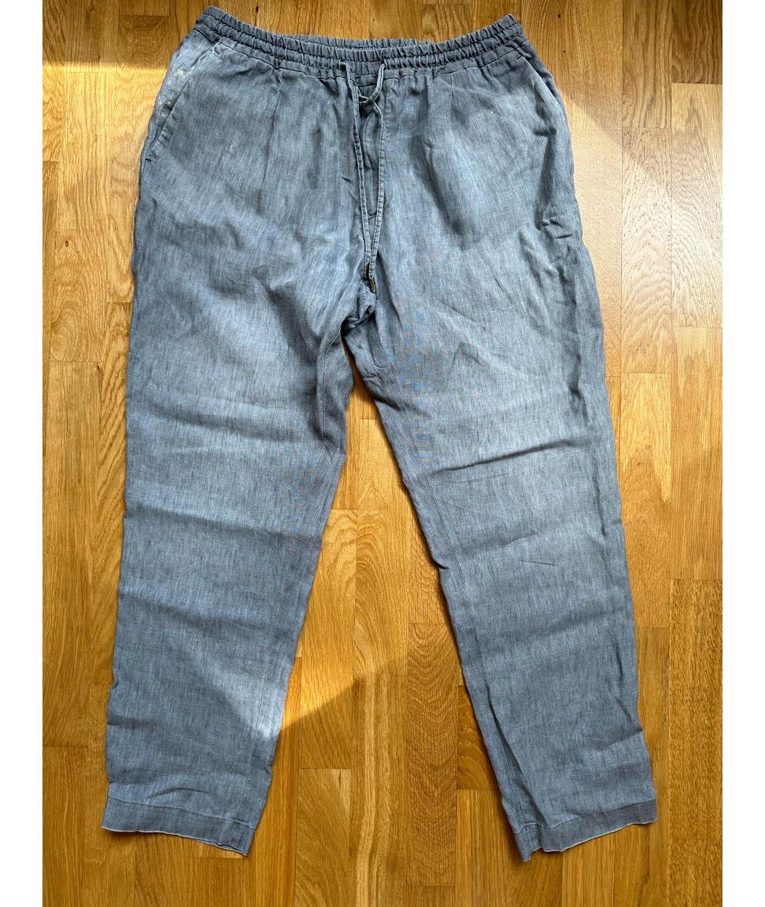 BRIGLIA 1949 Серые льняные повседневные брюки, фото 4