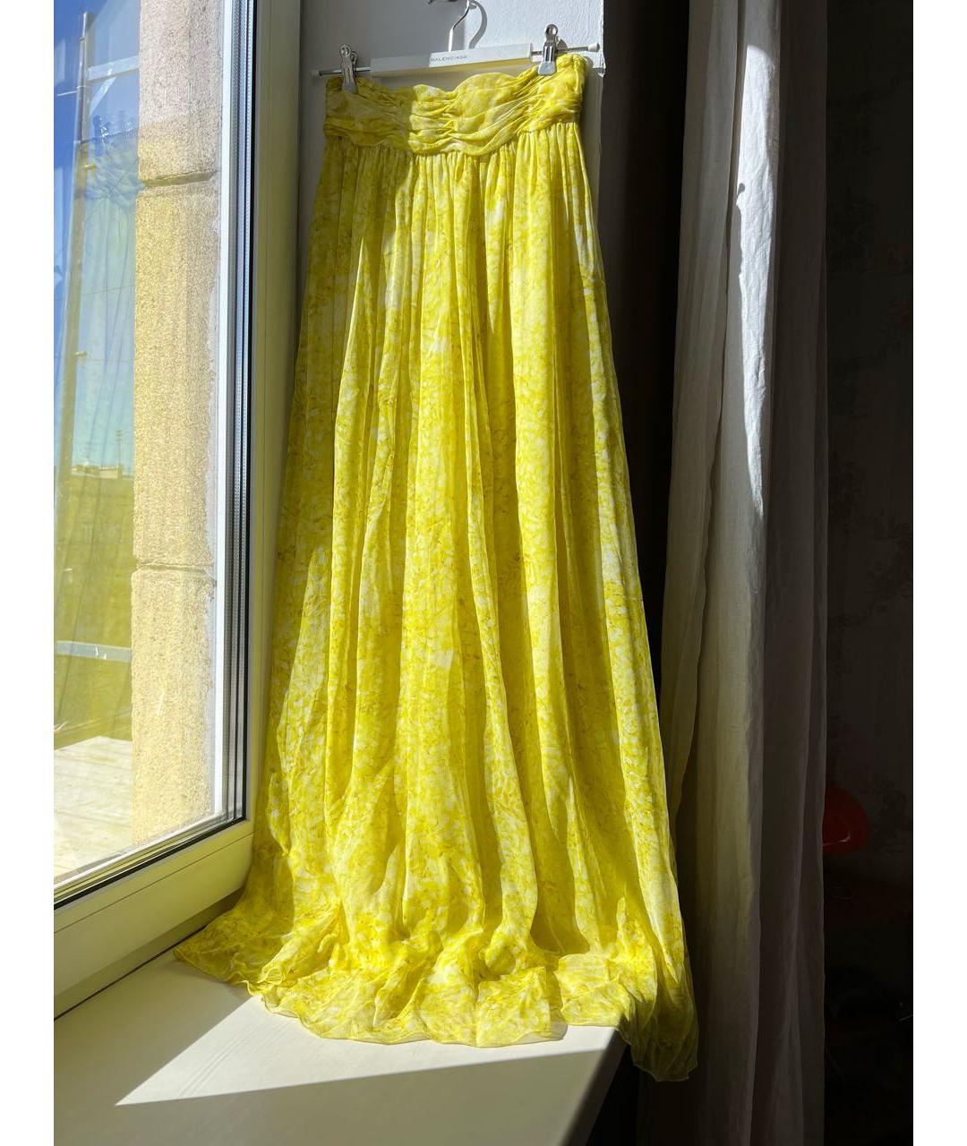 GIAMBATTISTA VALLI Желтая шелковая юбка макси, фото 8
