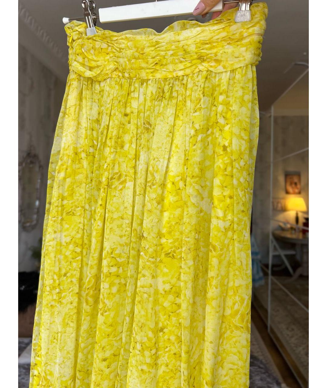 GIAMBATTISTA VALLI Желтая шелковая юбка макси, фото 2