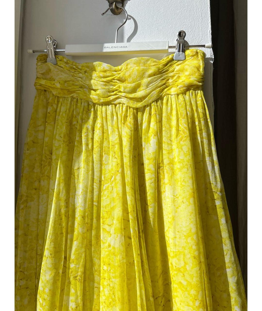 GIAMBATTISTA VALLI Желтая шелковая юбка макси, фото 7