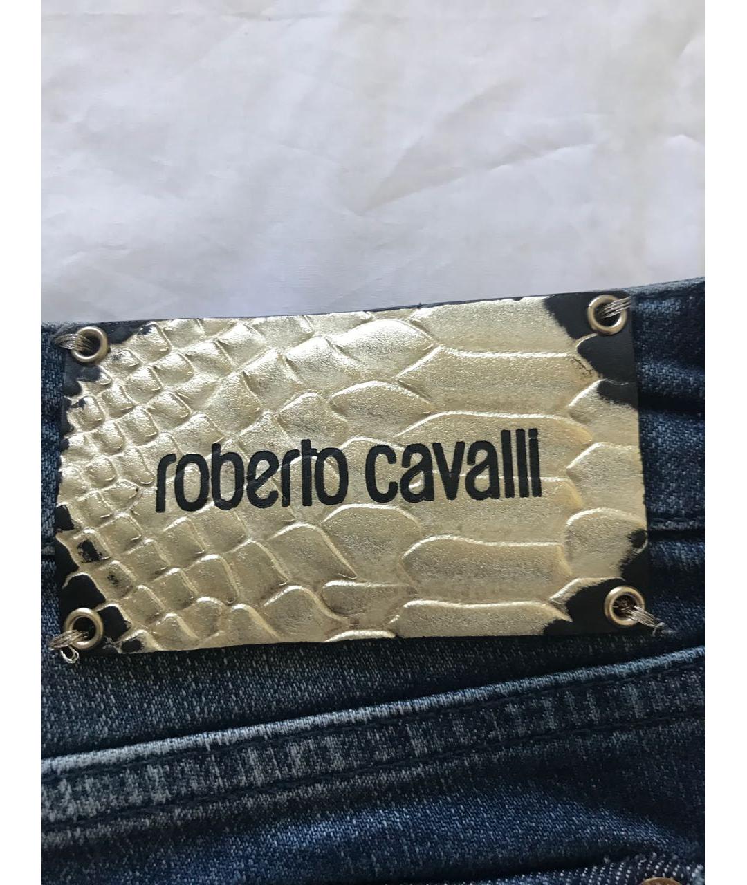 ROBERTO CAVALLI Темно-синие хлопковые джинсы клеш, фото 4
