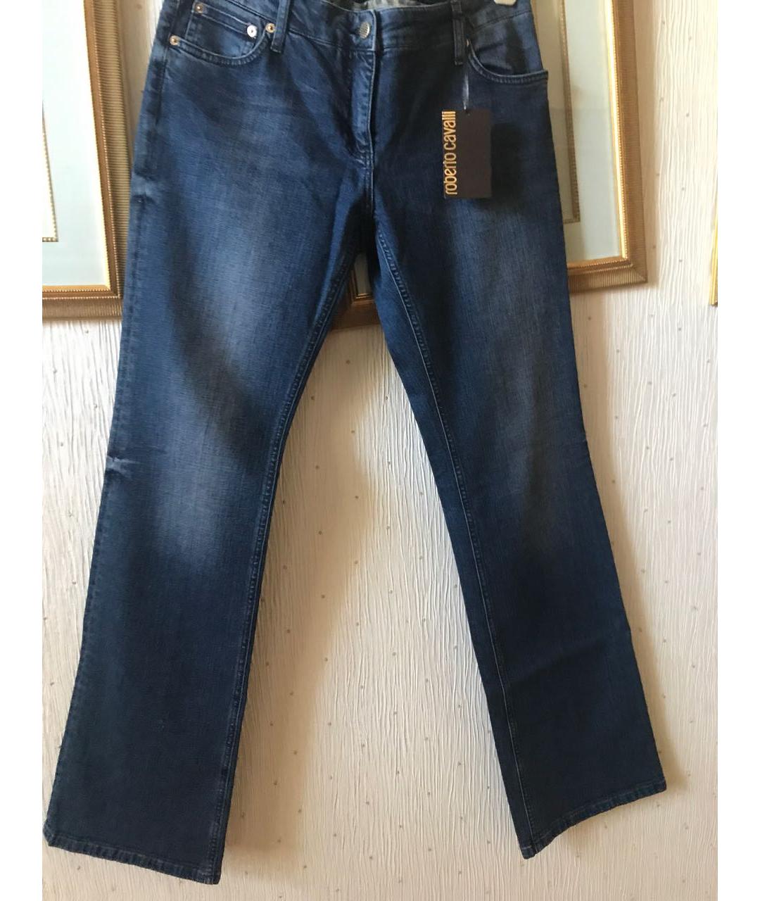 ROBERTO CAVALLI Темно-синие хлопковые джинсы клеш, фото 2