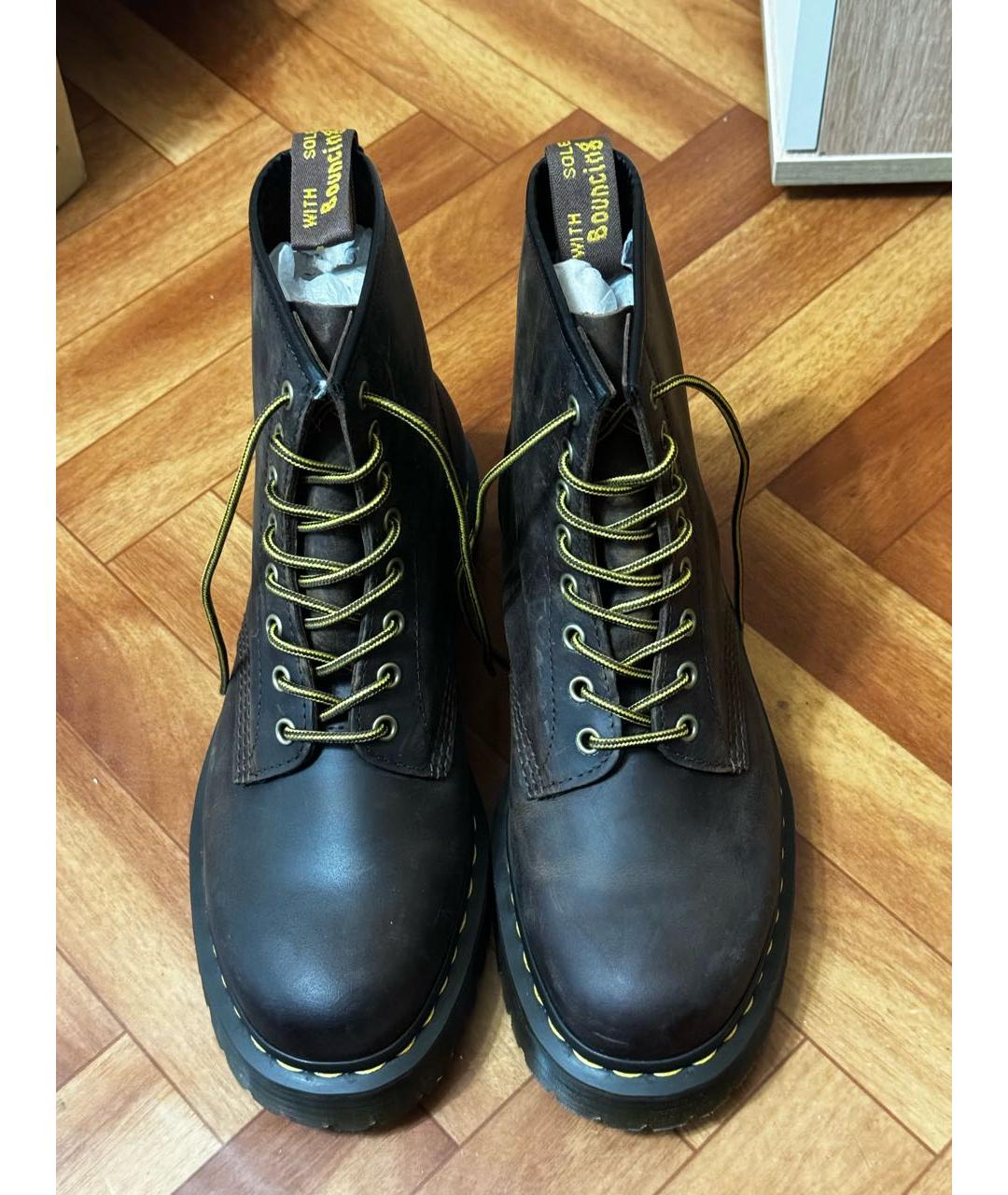 DR. MARTENS Коричневые кожаные высокие ботинки, фото 2