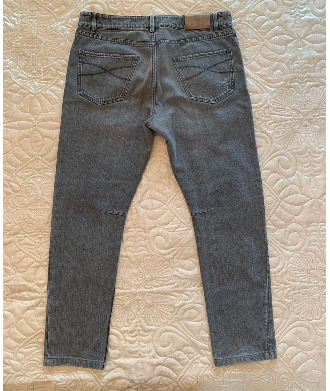 BRUNELLO CUCINELLI Серые хлопковые джинсы скинни, фото 6