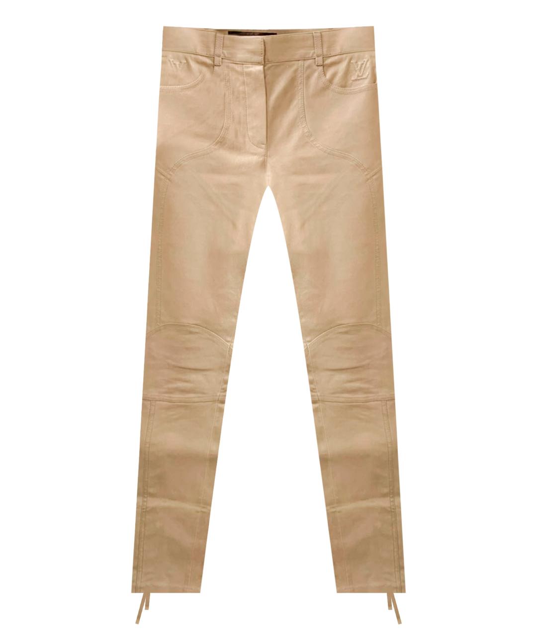 LOUIS VUITTON PRE-OWNED Бежевые кожаные брюки узкие, фото 1