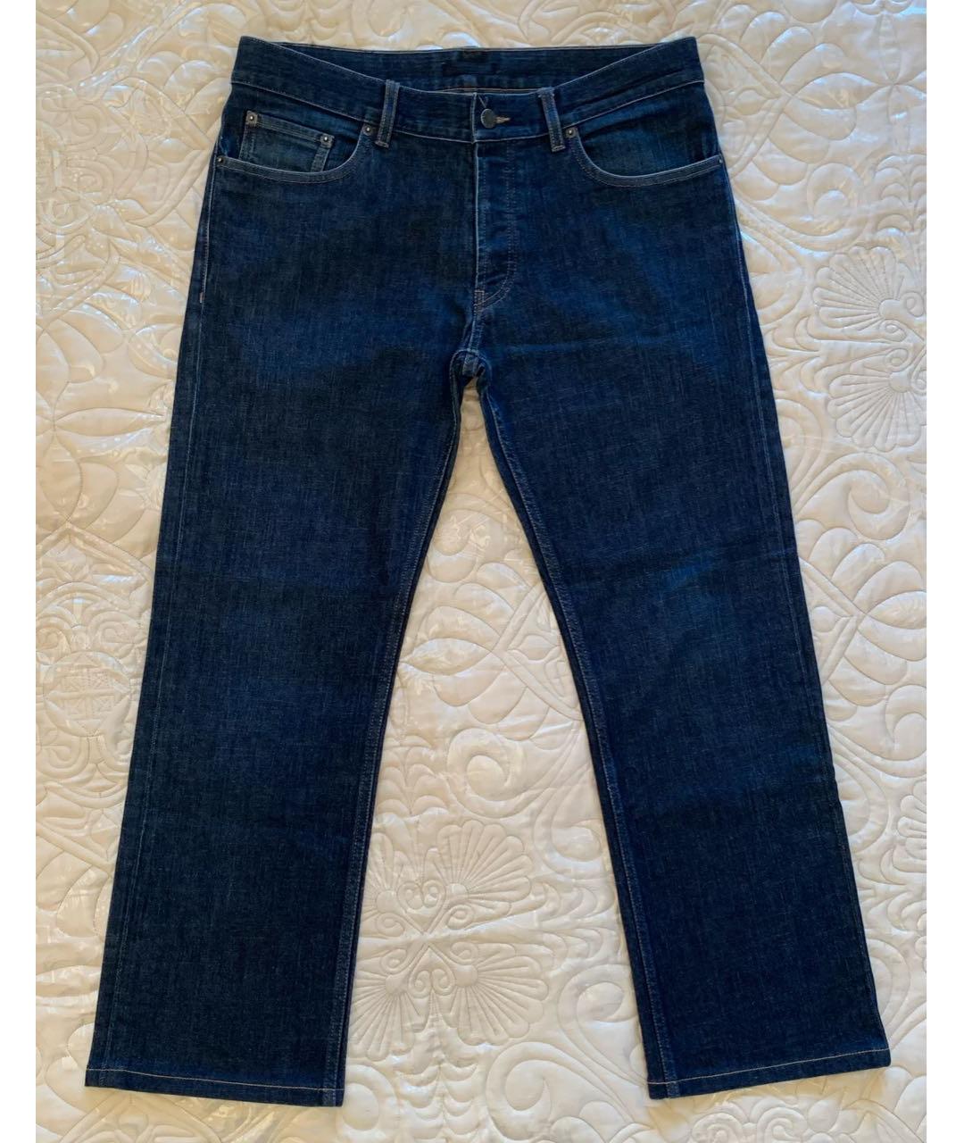PRADA Темно-синие хлопковые прямые джинсы, фото 9