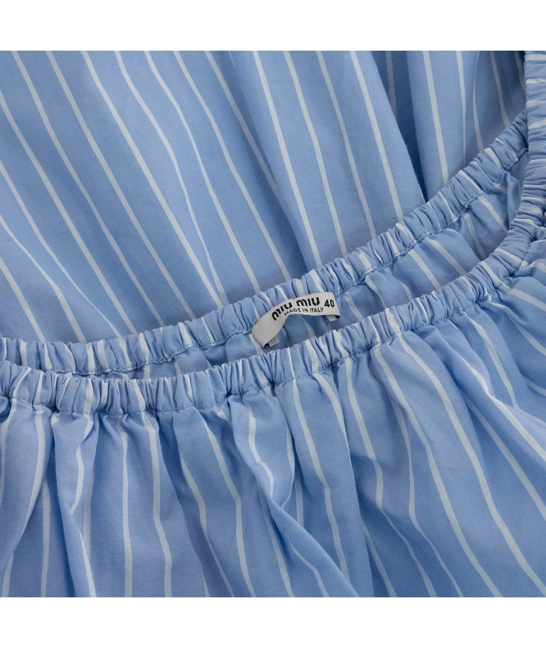 MIU MIU Голубое хлопковое повседневное платье, фото 3