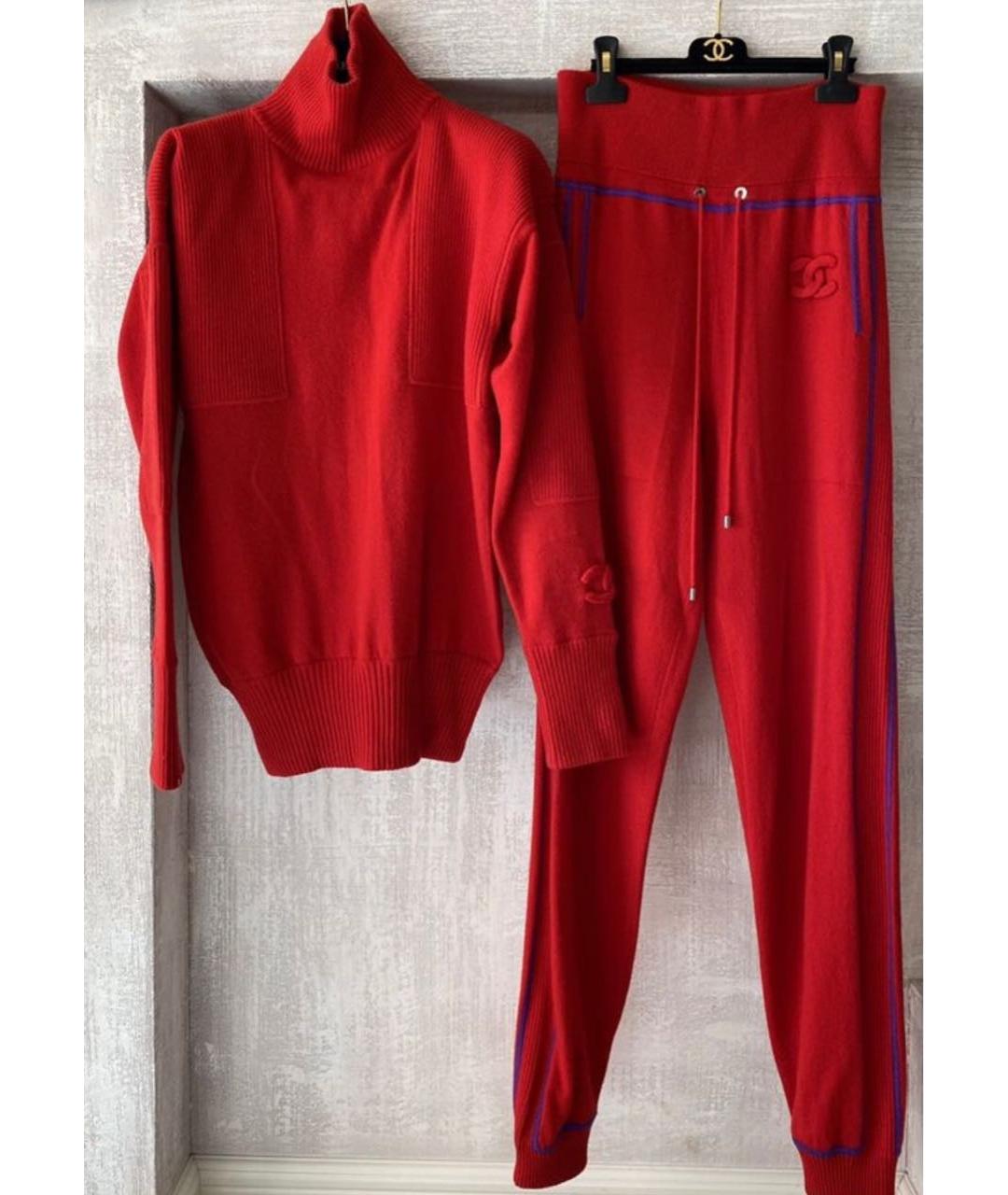 CHANEL Красный кашемировый костюм с брюками, фото 9