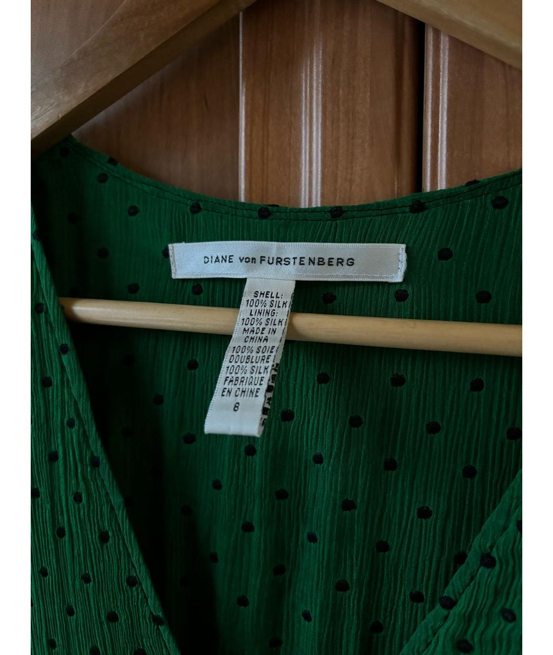 DIANE VON FURSTENBERG Зеленые шелковое повседневное платье, фото 3
