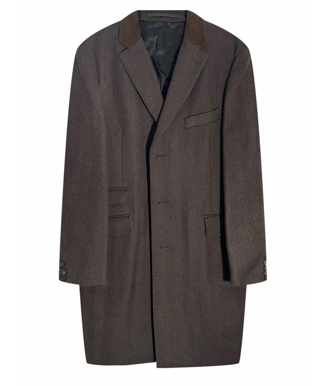 EDUARD DRESSLER Коричневое шерстяное пальто, фото 1