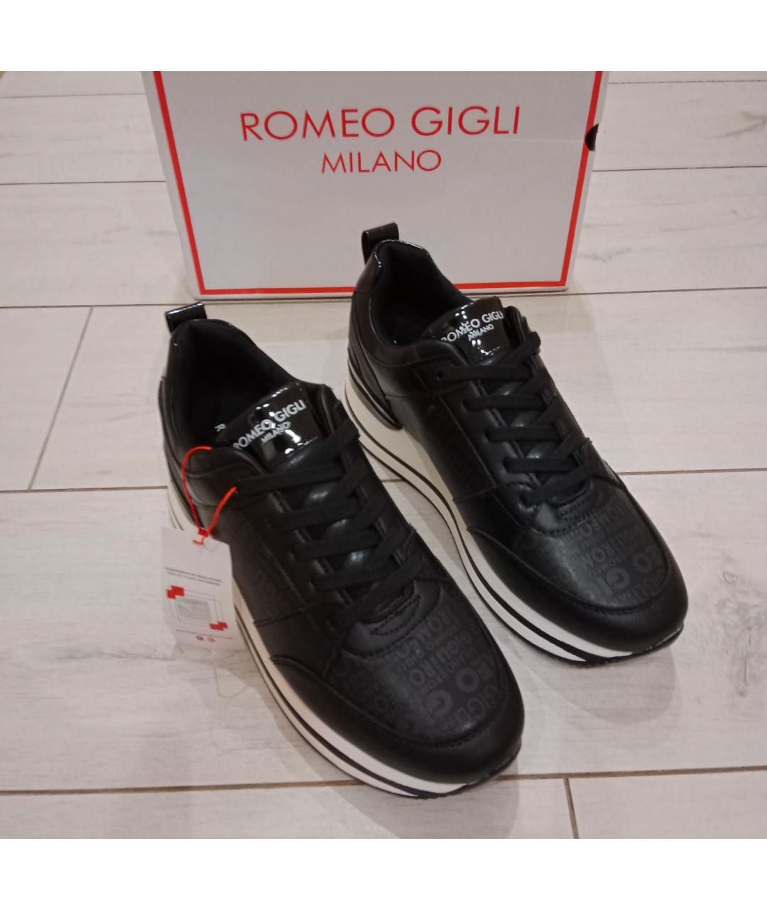 ROMEO GIGLI Черные кожаные кроссовки, фото 5