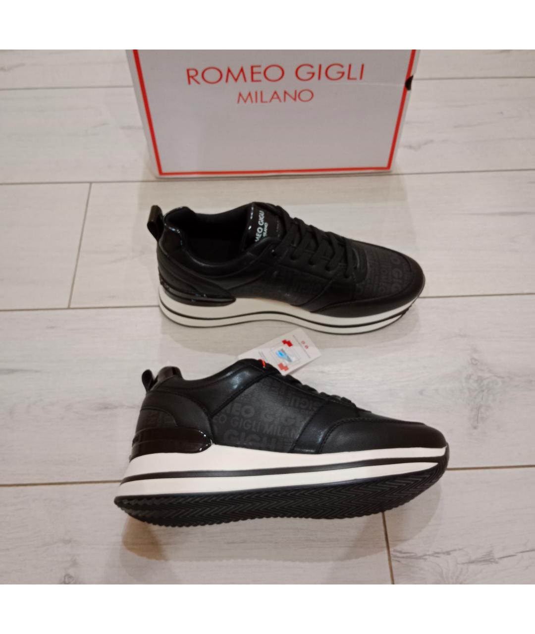 ROMEO GIGLI Черные кожаные кроссовки, фото 3