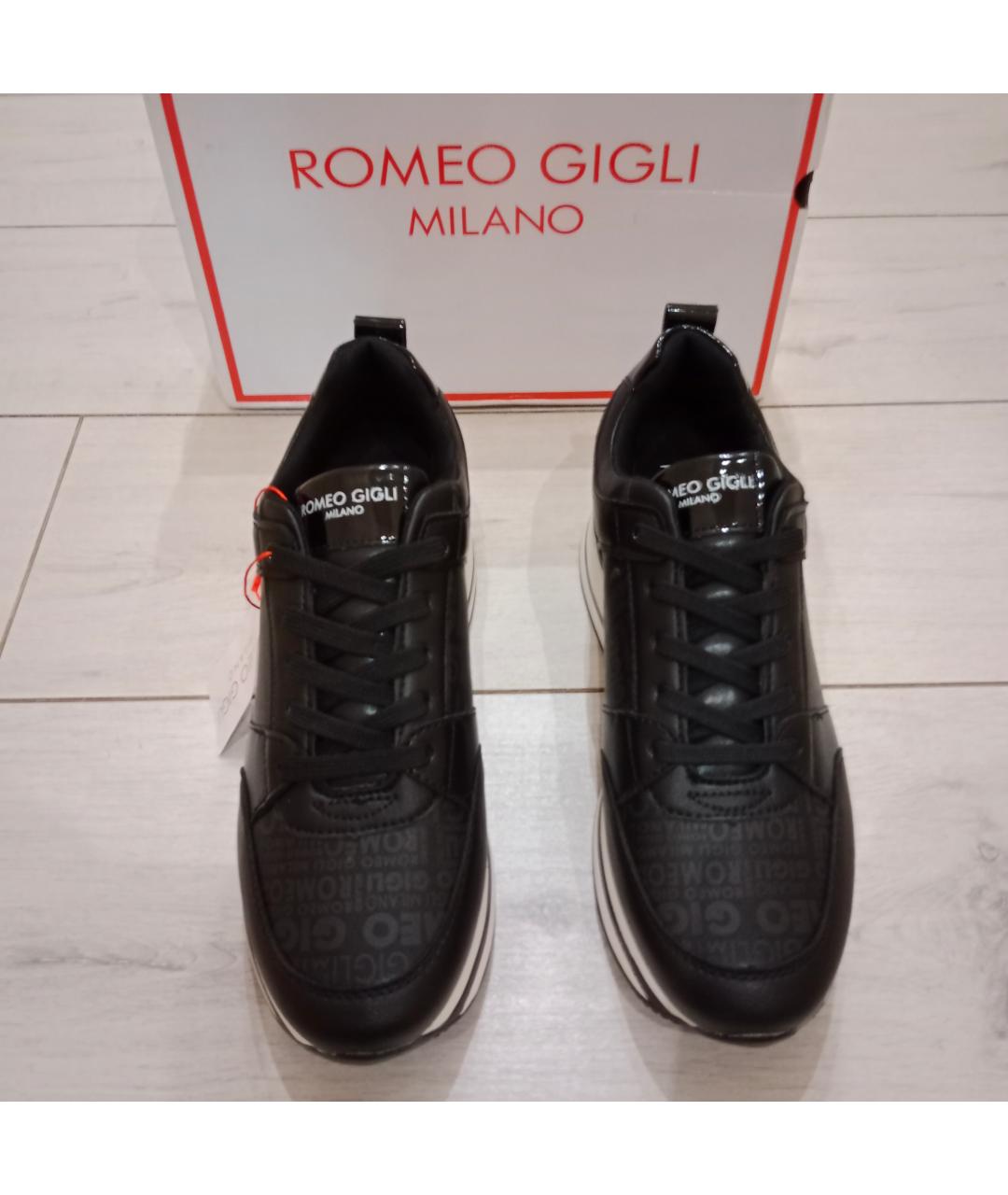 ROMEO GIGLI Черные кожаные кроссовки, фото 4
