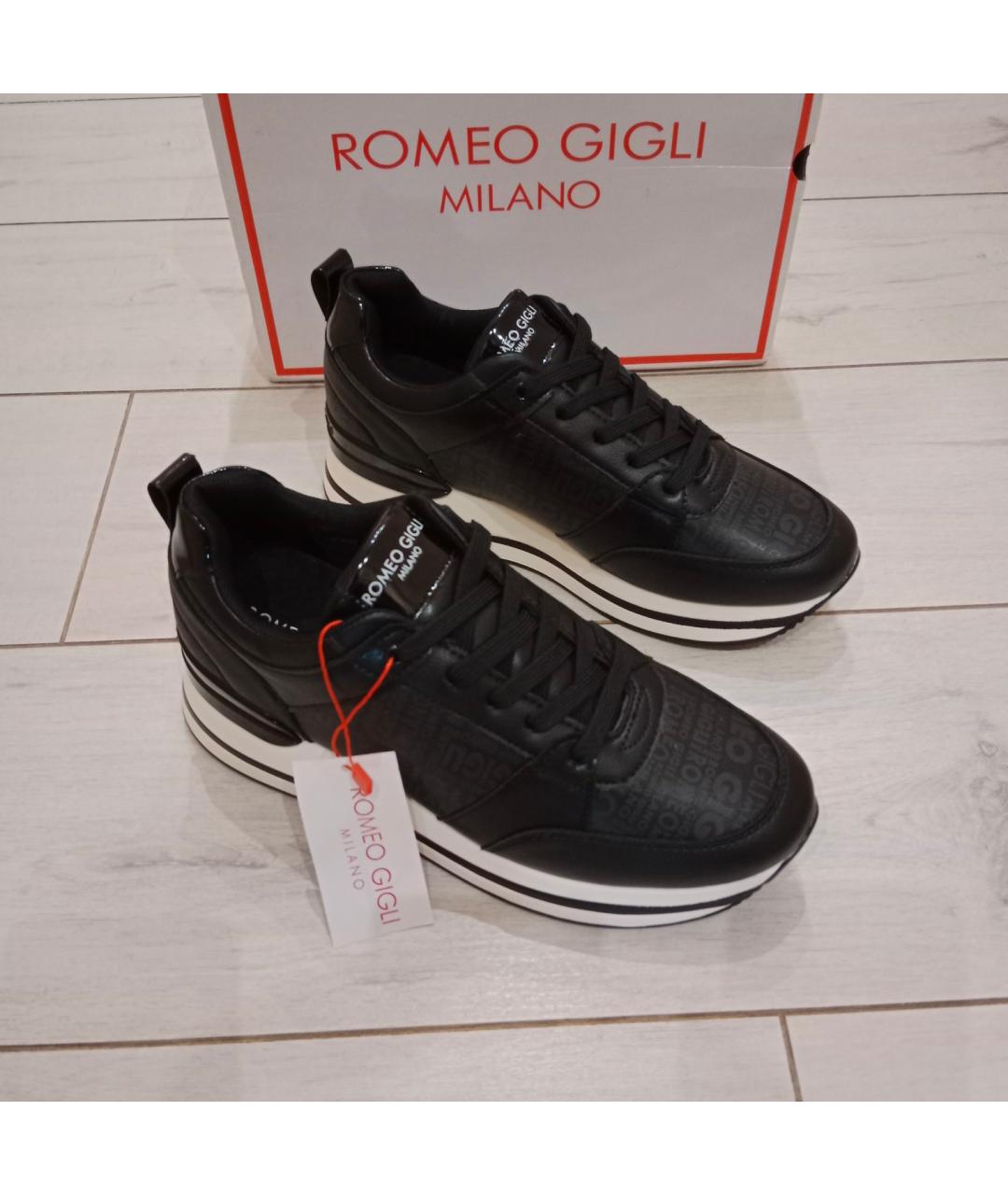 ROMEO GIGLI Черные кожаные кроссовки, фото 2