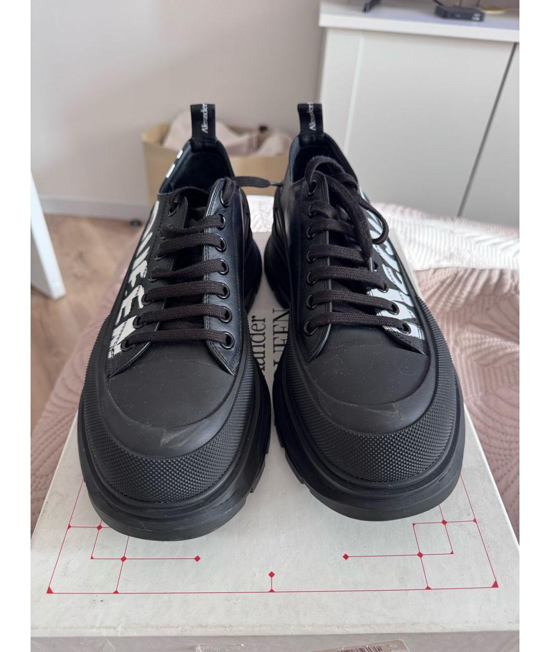 ALEXANDER MCQUEEN Черные кожаные низкие кроссовки / кеды, фото 2