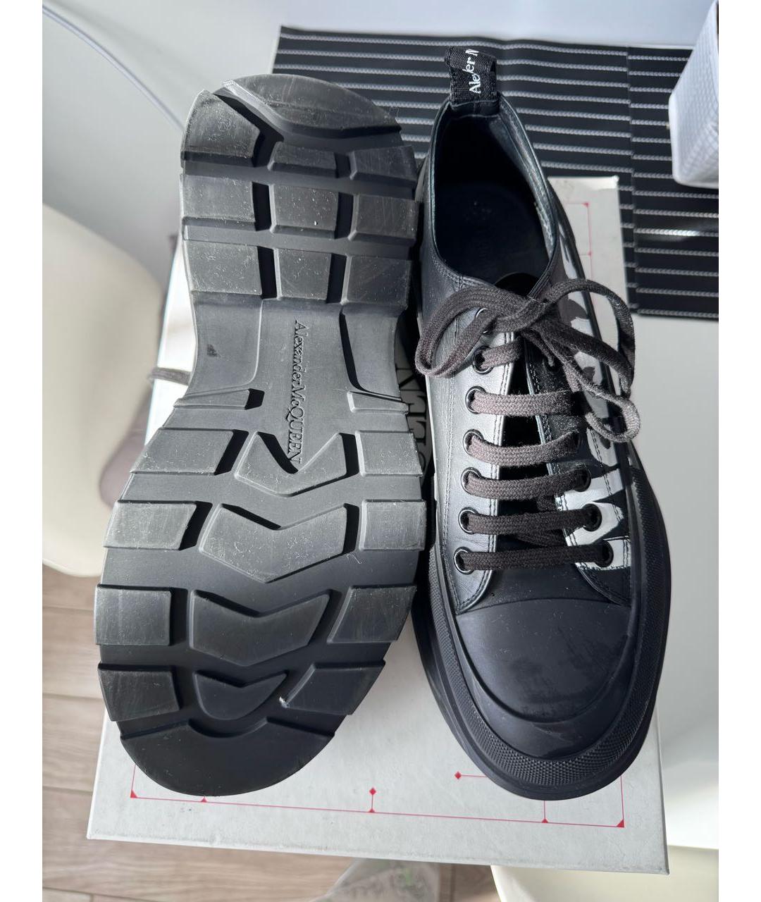 ALEXANDER MCQUEEN Черные кожаные низкие кроссовки / кеды, фото 7