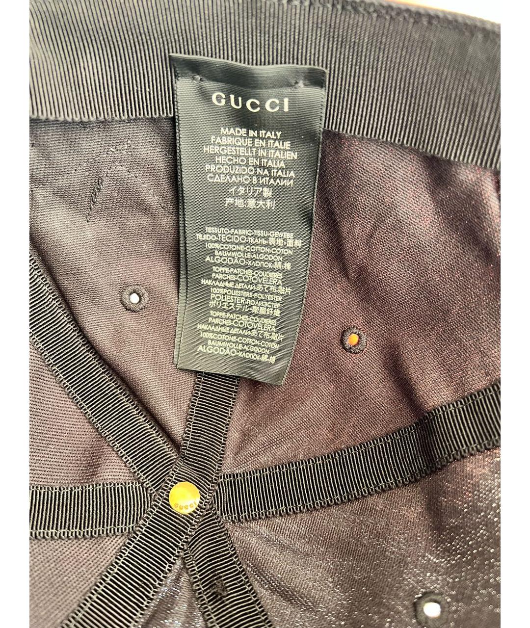 GUCCI Черная хлопковая кепка, фото 4