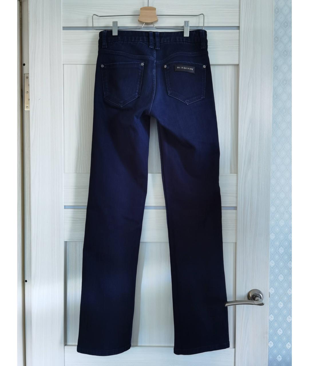 BURBERRY Темно-синие хлопко-эластановые прямые джинсы, фото 2