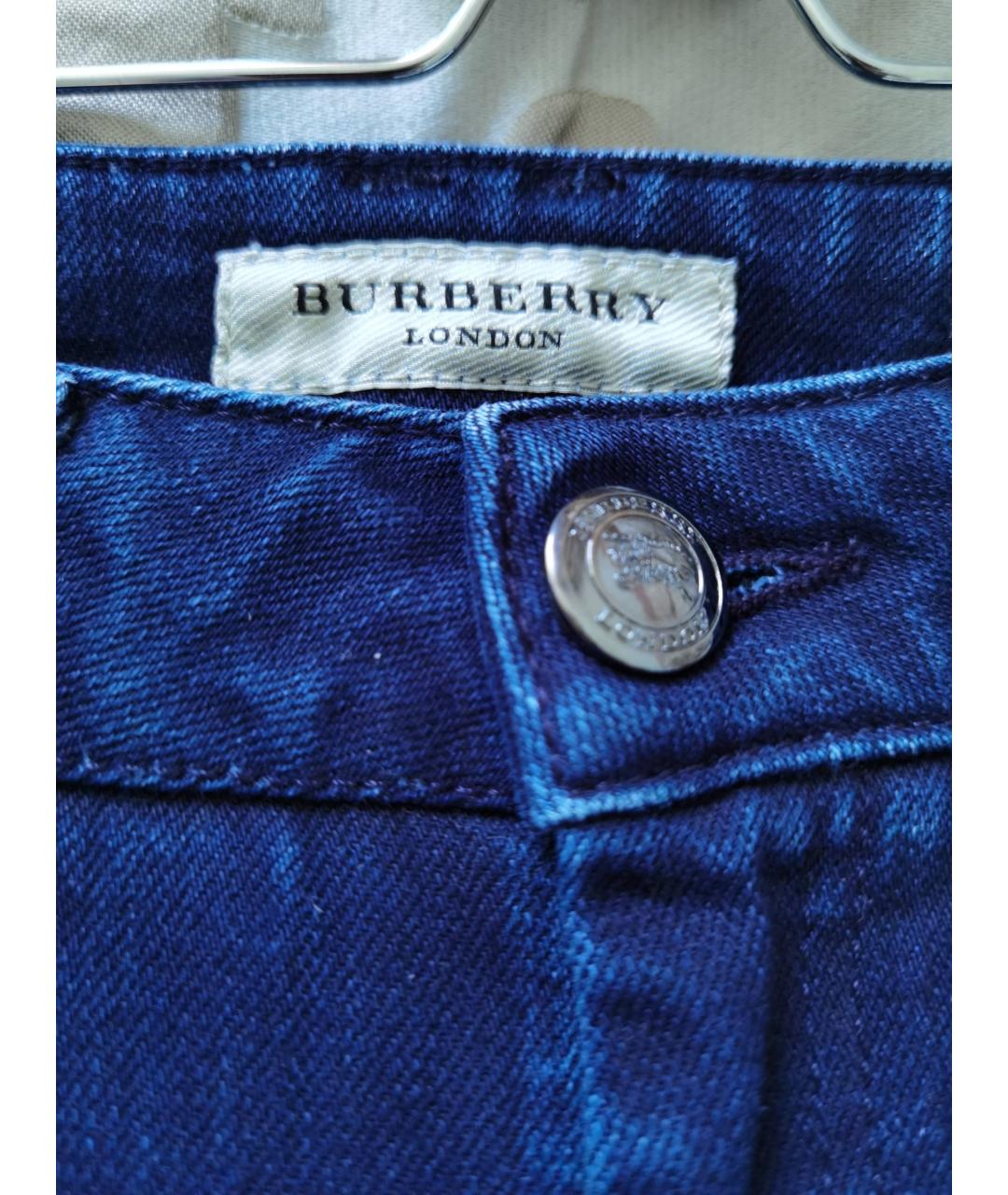 BURBERRY Темно-синие хлопко-эластановые прямые джинсы, фото 3