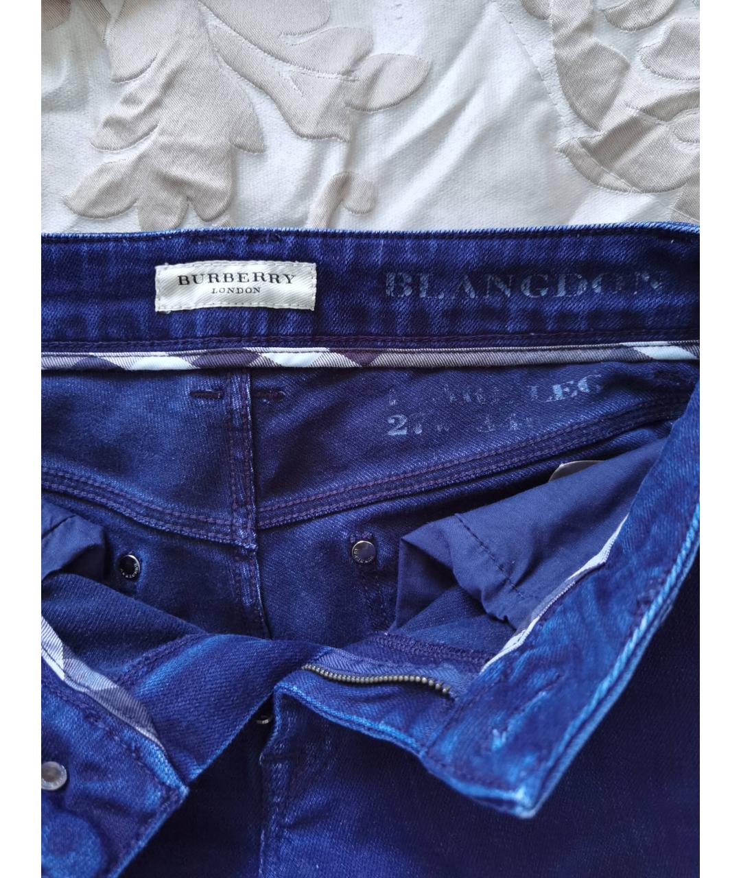 BURBERRY Темно-синие хлопко-эластановые прямые джинсы, фото 5