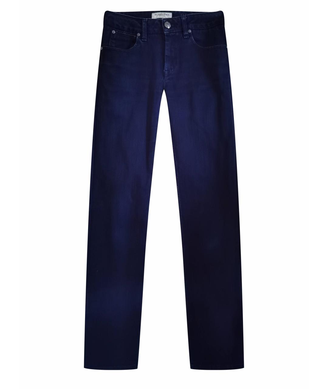 BURBERRY Темно-синие хлопко-эластановые прямые джинсы, фото 1