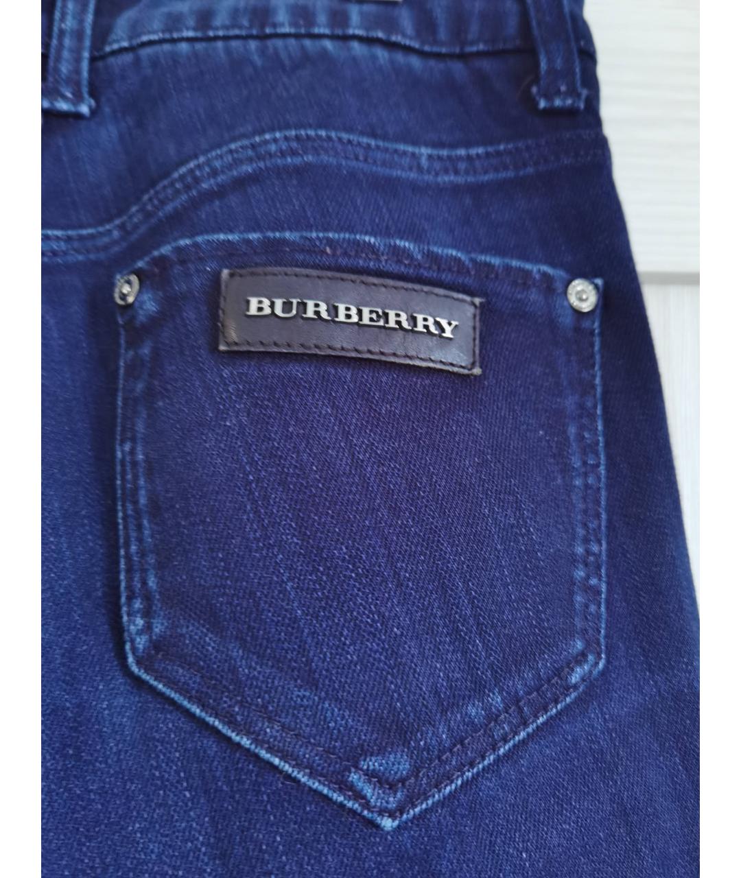 BURBERRY Темно-синие хлопко-эластановые прямые джинсы, фото 9