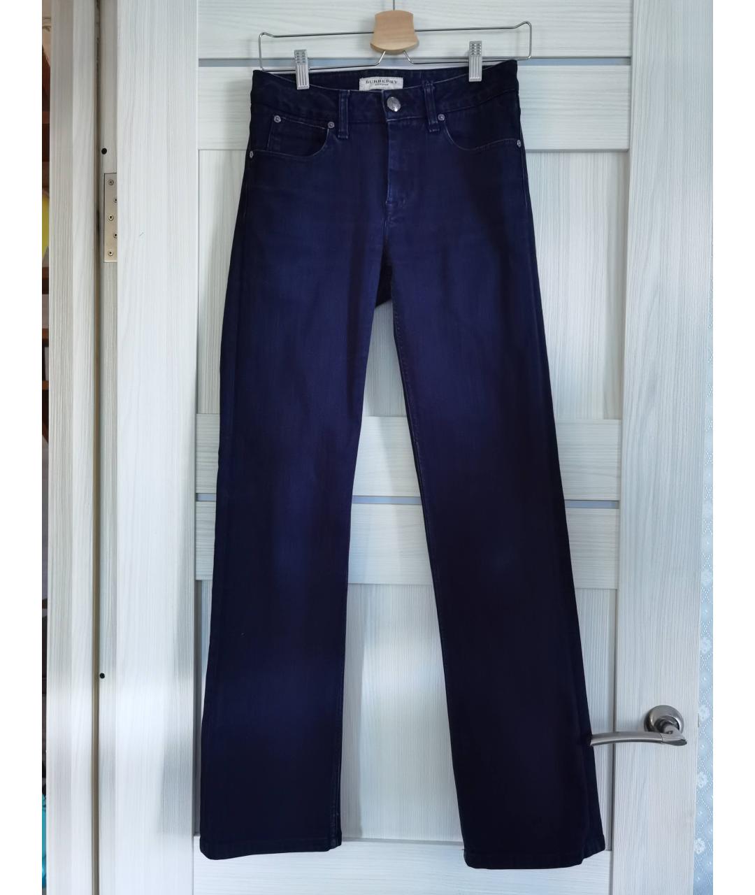 BURBERRY Темно-синие хлопко-эластановые прямые джинсы, фото 10