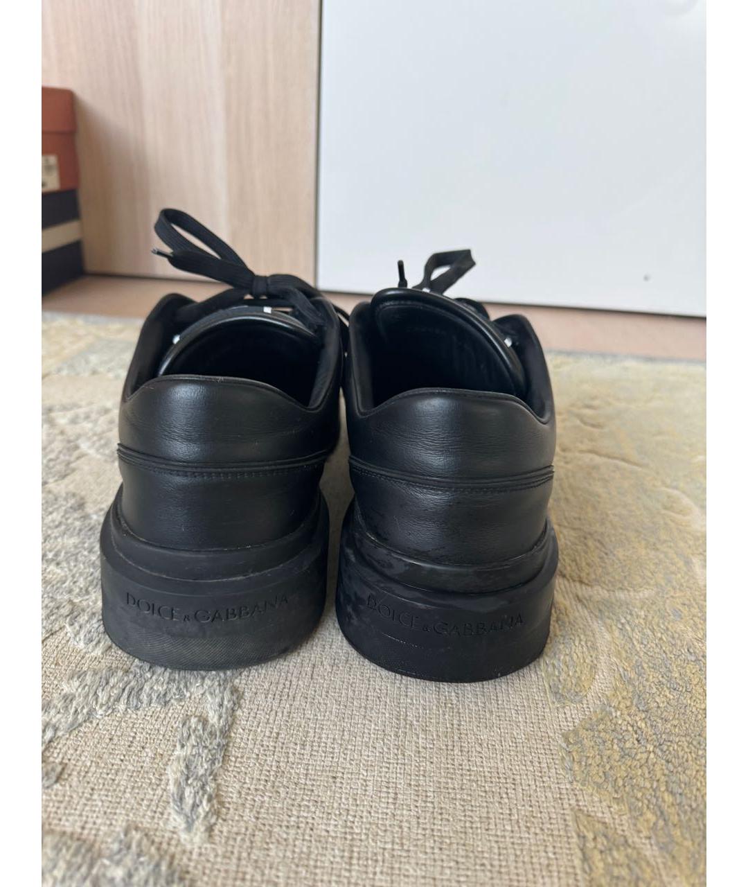 DOLCE&GABBANA Черные кожаные низкие кроссовки / кеды, фото 4