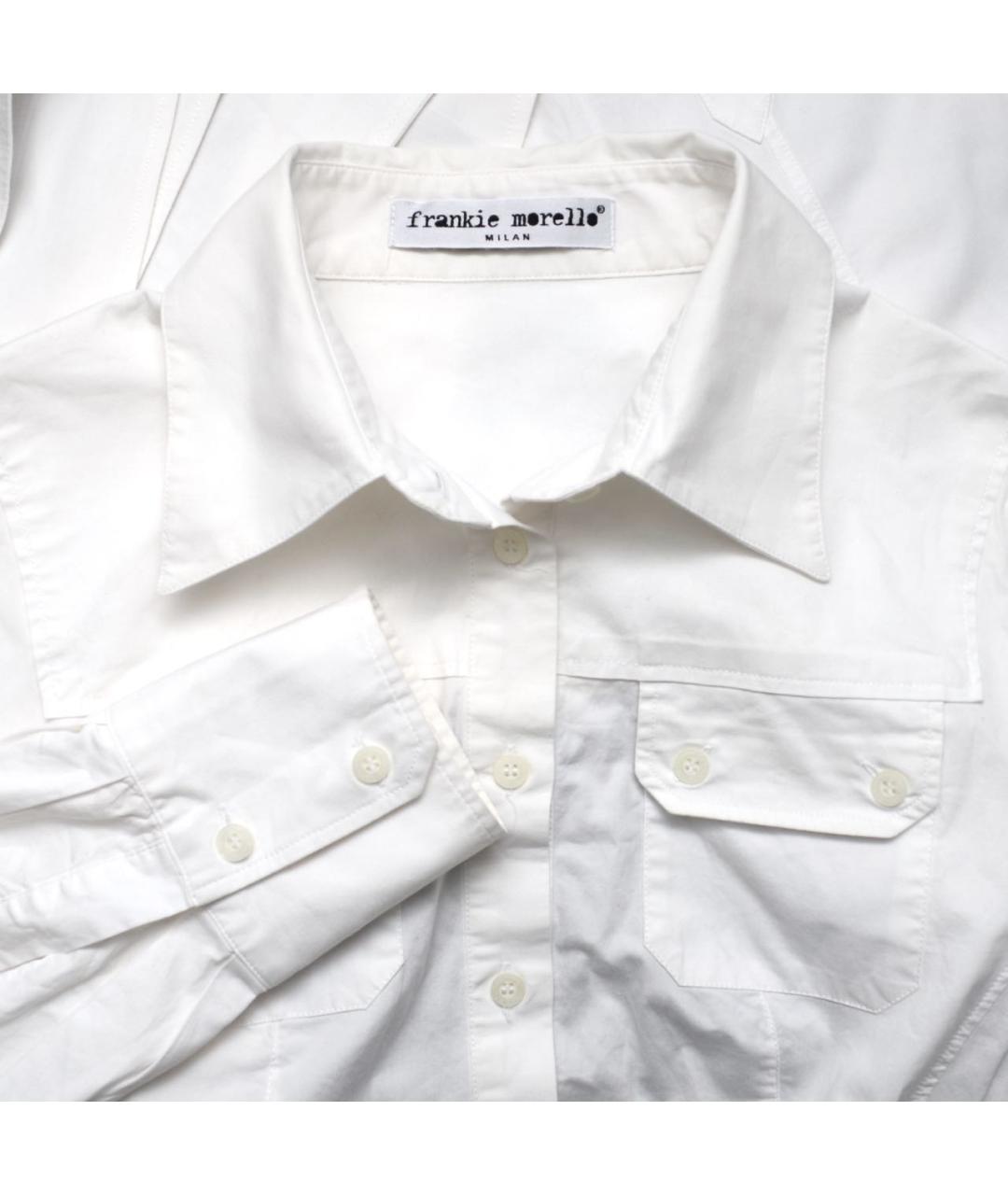 FRANKIE MORELLO Белая хлопко-эластановая рубашка, фото 4