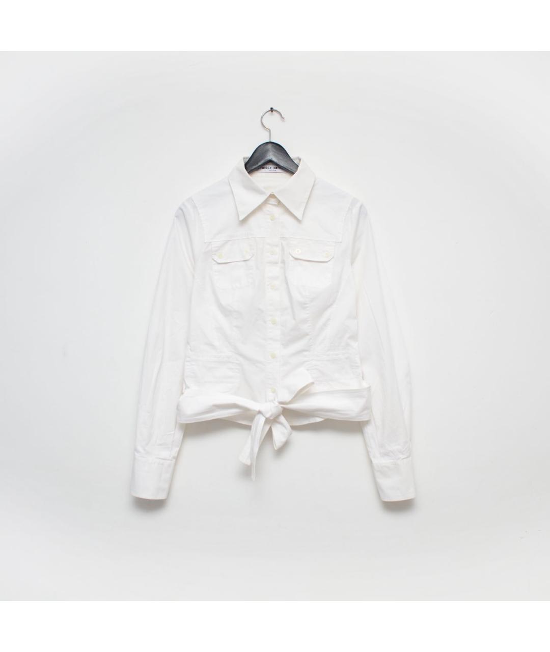 FRANKIE MORELLO Белая хлопко-эластановая рубашка, фото 8