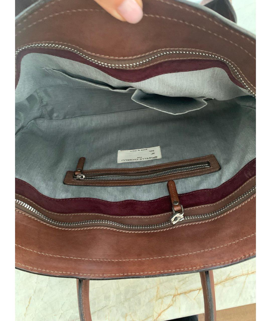 BRUNELLO CUCINELLI Коричневый кожаный портфель, фото 4