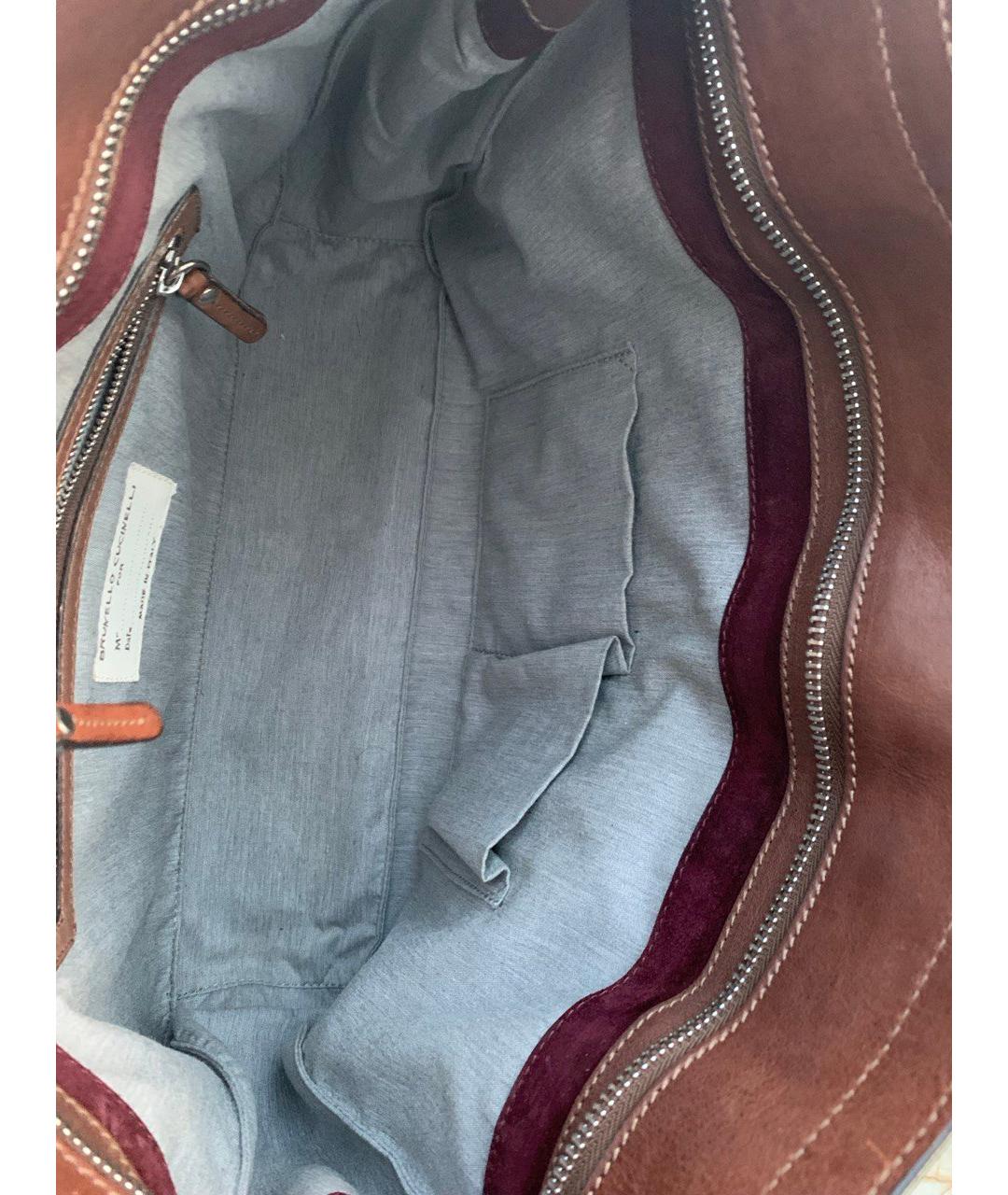 BRUNELLO CUCINELLI Коричневый кожаный портфель, фото 5