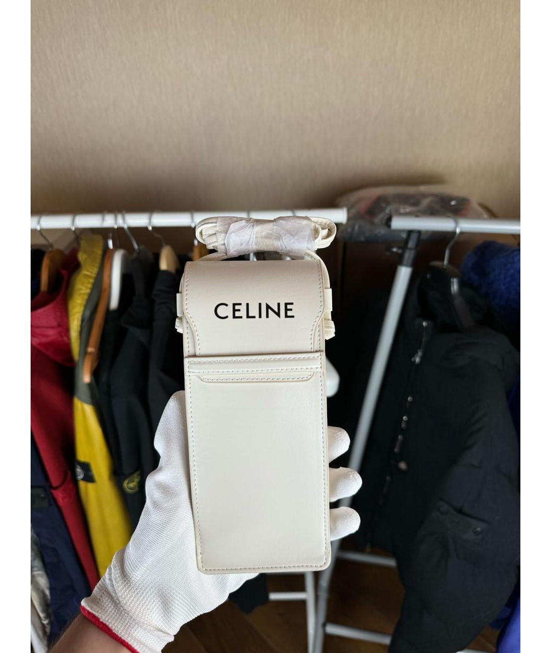 CELINE Белая кожаная сумка через плечо, фото 8