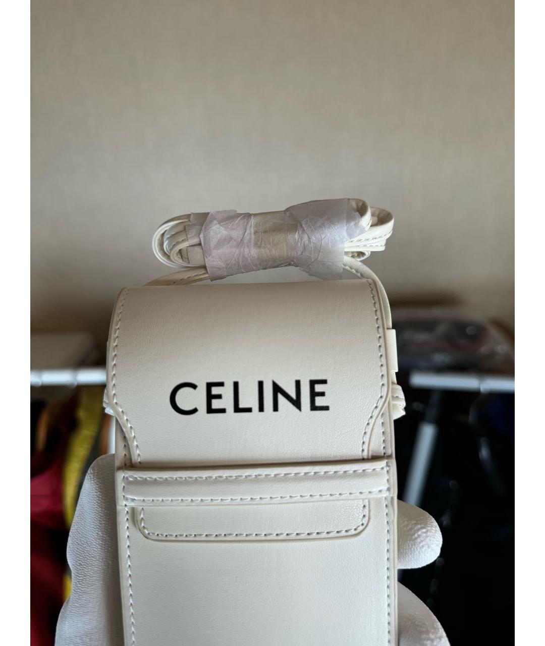 CELINE Белая кожаная сумка через плечо, фото 2