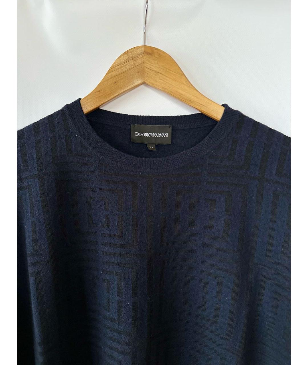 EMPORIO ARMANI Темно-синий хлопковый джемпер / свитер, фото 2