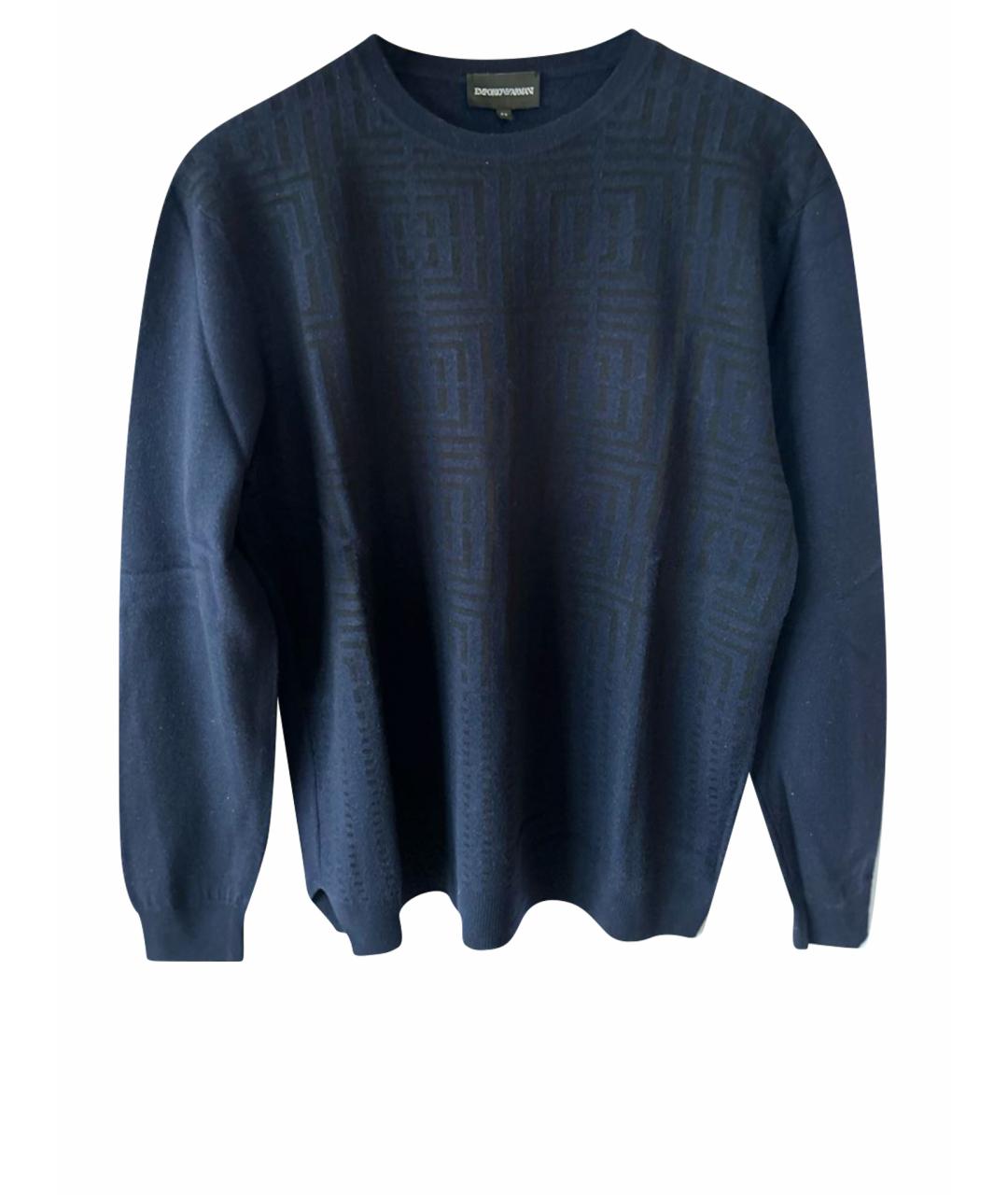 EMPORIO ARMANI Темно-синий хлопковый джемпер / свитер, фото 1