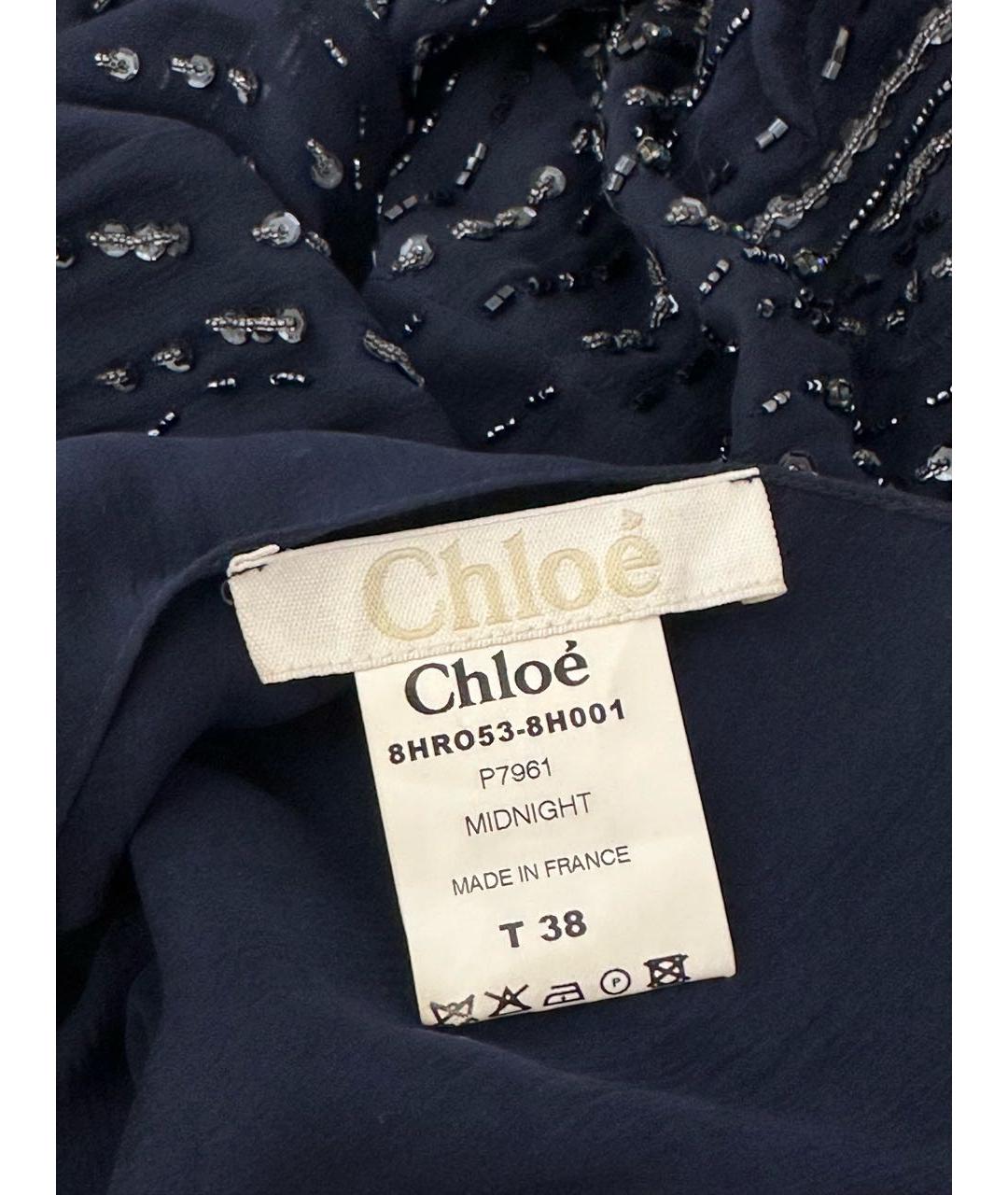 CHLOE Темно-синее шелковое вечернее платье, фото 4