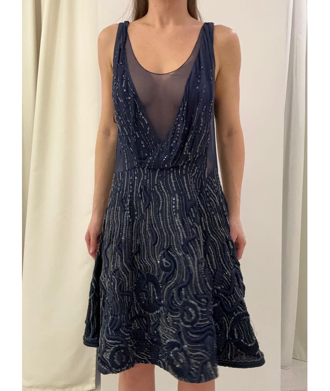 CHLOE Темно-синее шелковое вечернее платье, фото 2