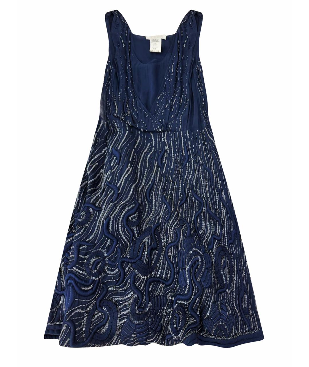 CHLOE Темно-синее шелковое вечернее платье, фото 1