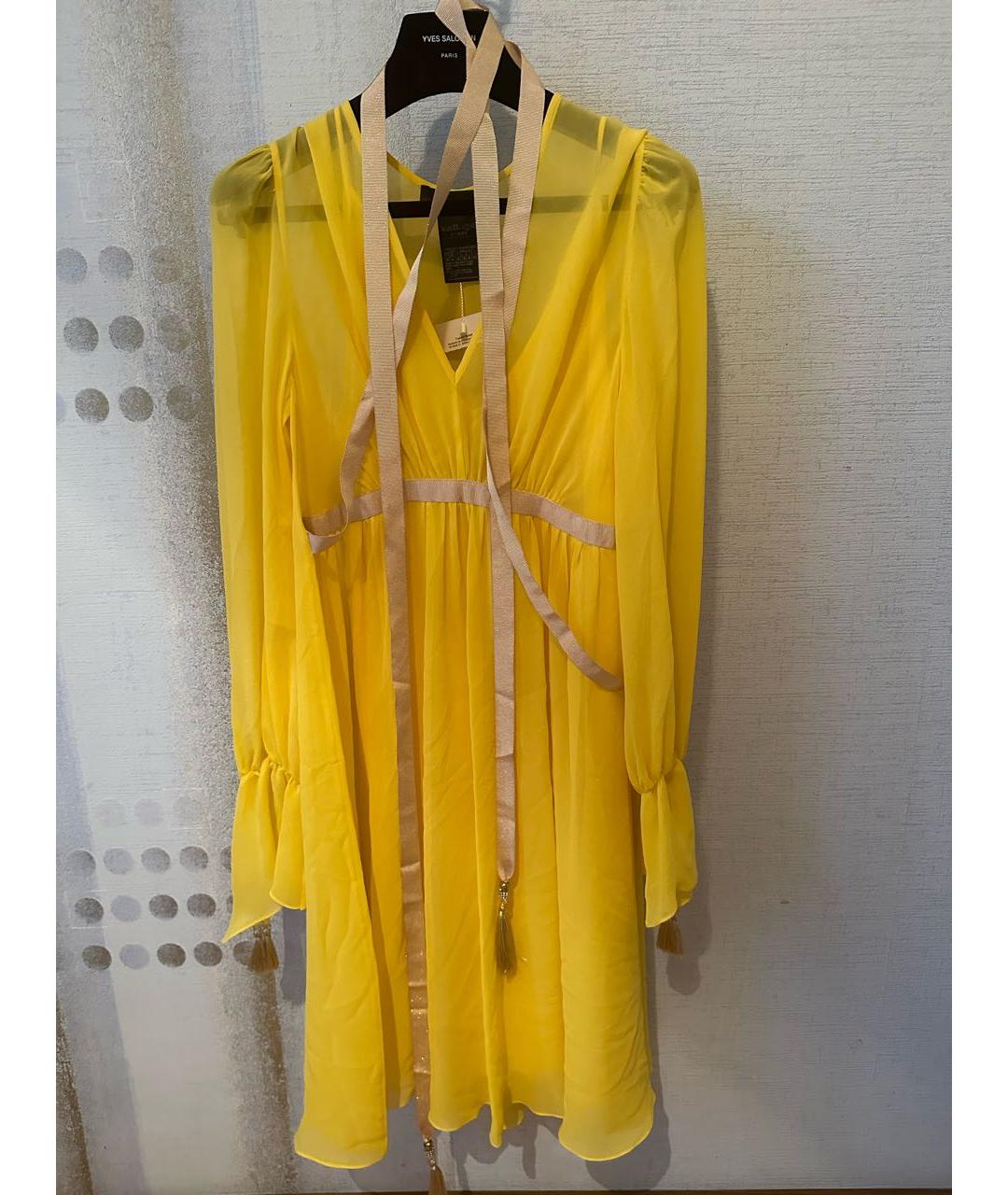 MAX MARA Желтое шелковое повседневное платье, фото 2