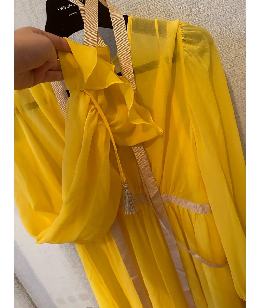 MAX MARA Желтое шелковое повседневное платье, фото 4