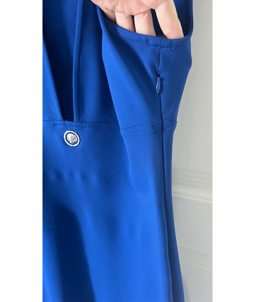 VERSUS VERSACE Синее вискозное коктейльное платье, фото 5