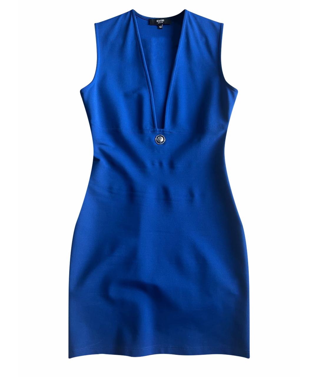 VERSUS VERSACE Синее вискозное коктейльное платье, фото 1