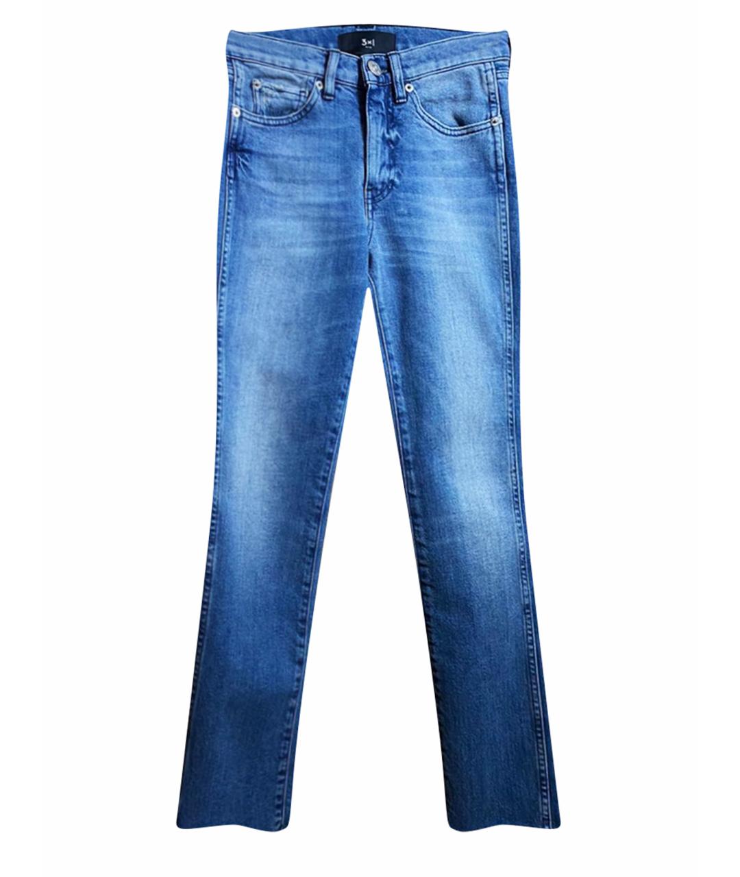 3X1 Синие хлопко-эластановые прямые джинсы, фото 1
